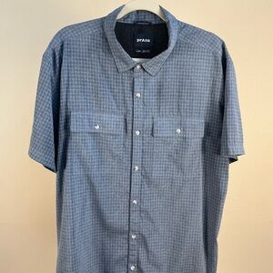 Prana Men's Casual Blue Button Down Shirt